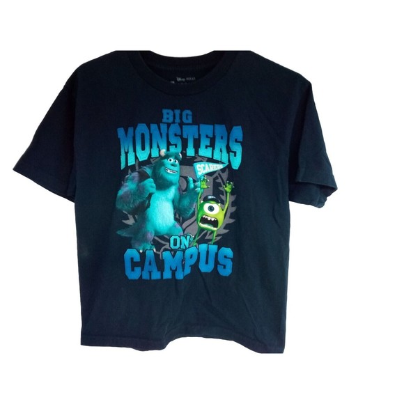 Disney Store Monsters University XL Blue Solid Short Slv Big Monsters On Campus - Picture 5 of 5